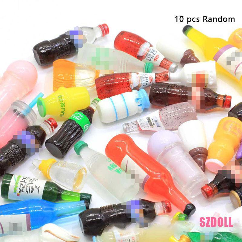 Set 10 Mô Hình Chai Nước Mini Trang Trí Nhà Búp Bê Xinh Xắn