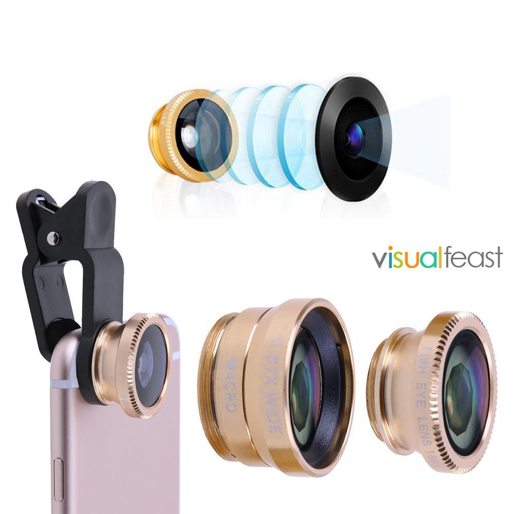 😉[Ready Stock/COD]😉3 in 1 Fish Eye+ Wide Angle+ Macro Camera Lens Kit for Phone