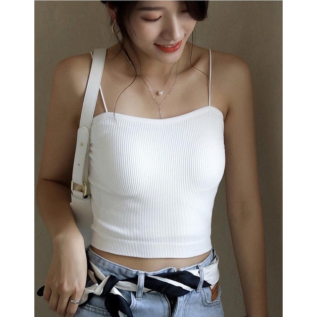 Áo Hai Dây Sợi Bún Croptop MãB22 Chất Liệu Thun Coton Dày Dặn Phù Hợp Cho Mọi Loại Thời Tiết | BigBuy360 - bigbuy360.vn