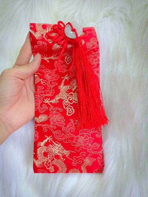 Loại 1 Bao lì xì tết - Bao Nạp Tài Mùa Cưới Vải Nhung Gấm Cao Cấp Họa Tiết Hình Rồng - Ngọc Bội