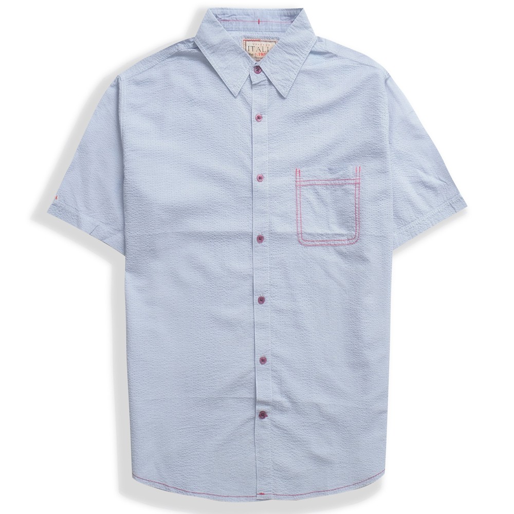 Áo sơ mi tay ngắn viền chỉ nổi, chất liệu Cotton, Xuất dư Chính Hãng - FO76 SHOP