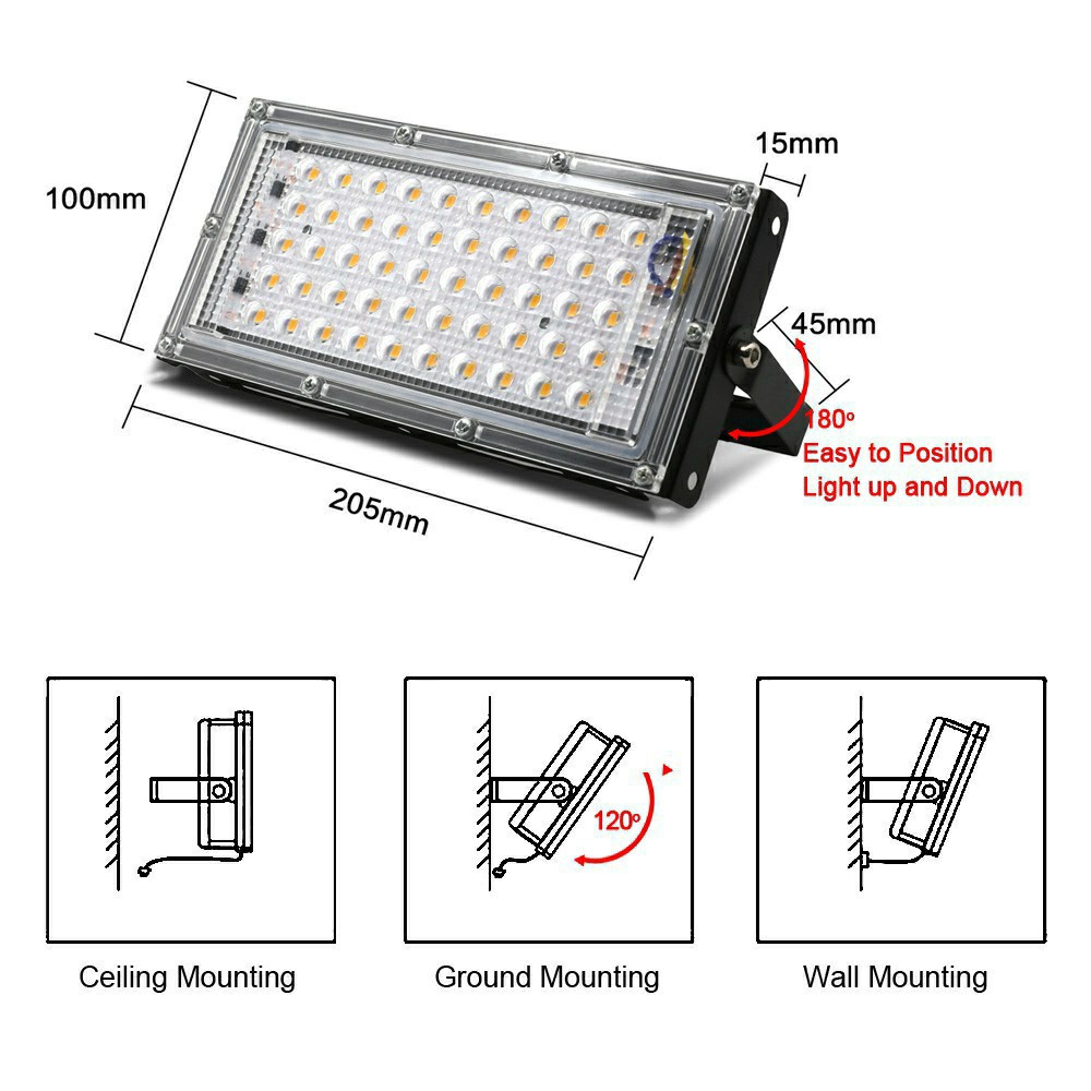 Đèn pha led ngoài trời 50W chống nước siêu tiết kiệm điện Ánh sáng trắng HP Electrical