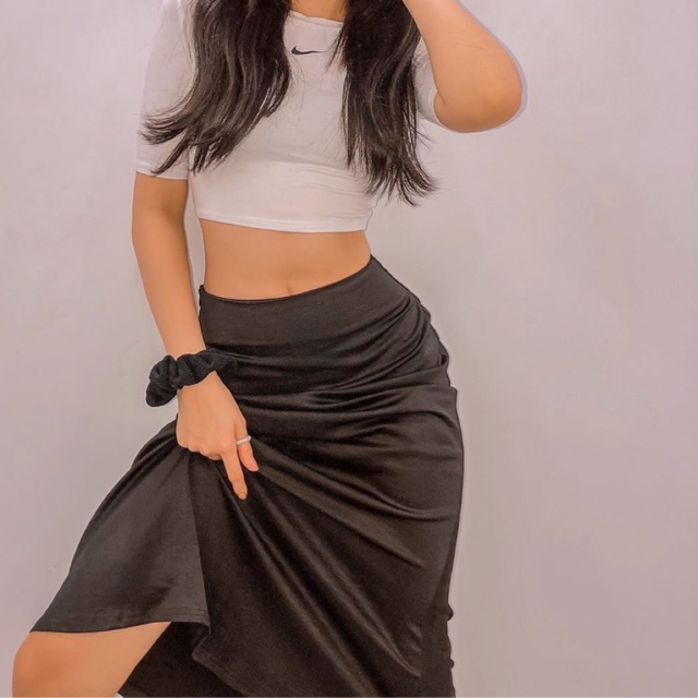 femi.lab chân váy lụa satin đuôi cá 2 lớp (midi silk skirt) | BigBuy360 - bigbuy360.vn