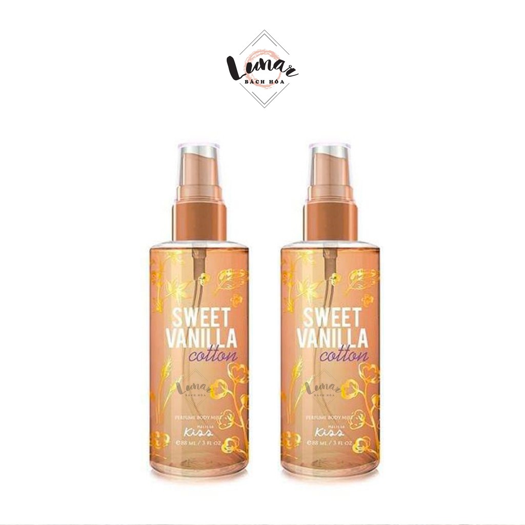 Xịt Thơm Body Malissa Kiss Sweet Vanilla Cotton Mist 88ml