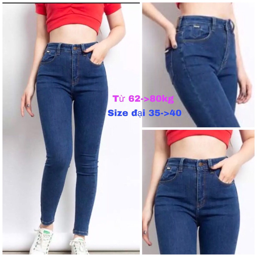 Quần jean nữ BIGSIZE co giãn lưng cao hàng công ty 3 màu size từ 62->80kg.