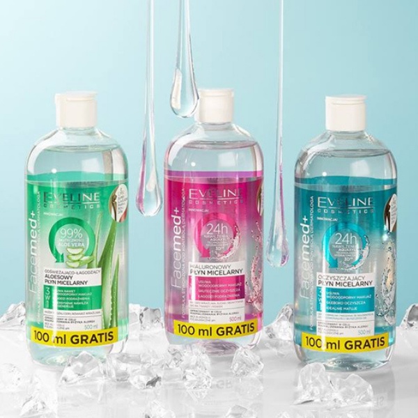 Nước tẩy trang Eveline, nước tẩy trang chính hãng 100ml, 400ml.