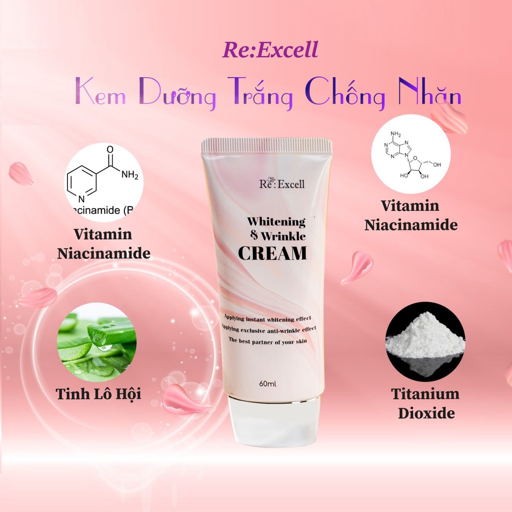 Gói test Kem dưỡng trắng chống nhăn Re:Excell Whitening & Wrinkle Cream Hàn Quốc, kem dưỡng da ban ngày R&B Việt Nam pp