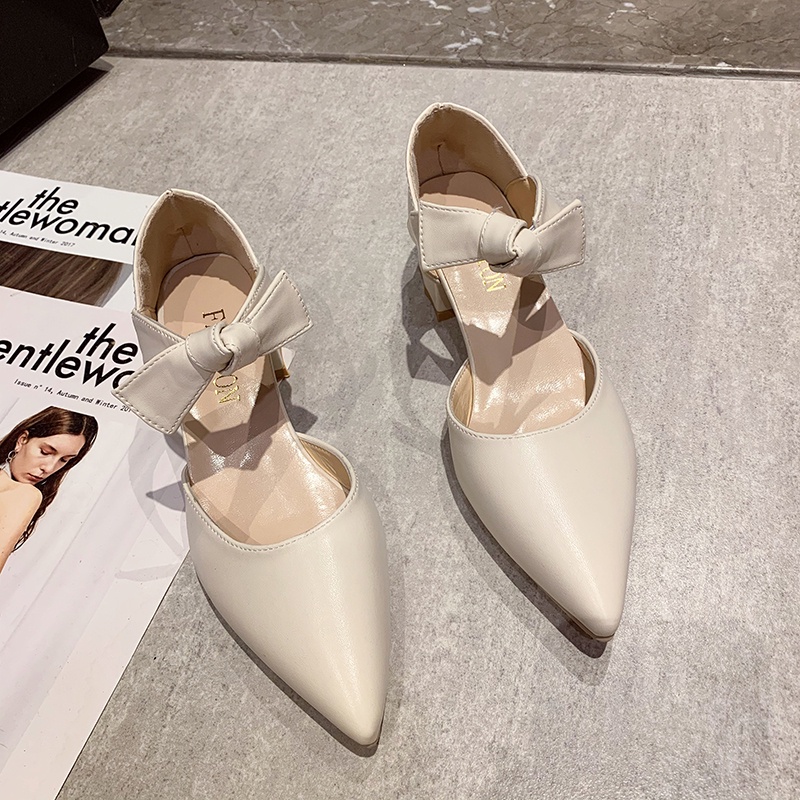 Tikp Giày Cao Gót Mũi Nhọn Đính Nơ Phong Cách Hàn Quốc Quyến Rũ Thời Trang Dành Cho Nữ MS0422 Size 34-40 2 Màu