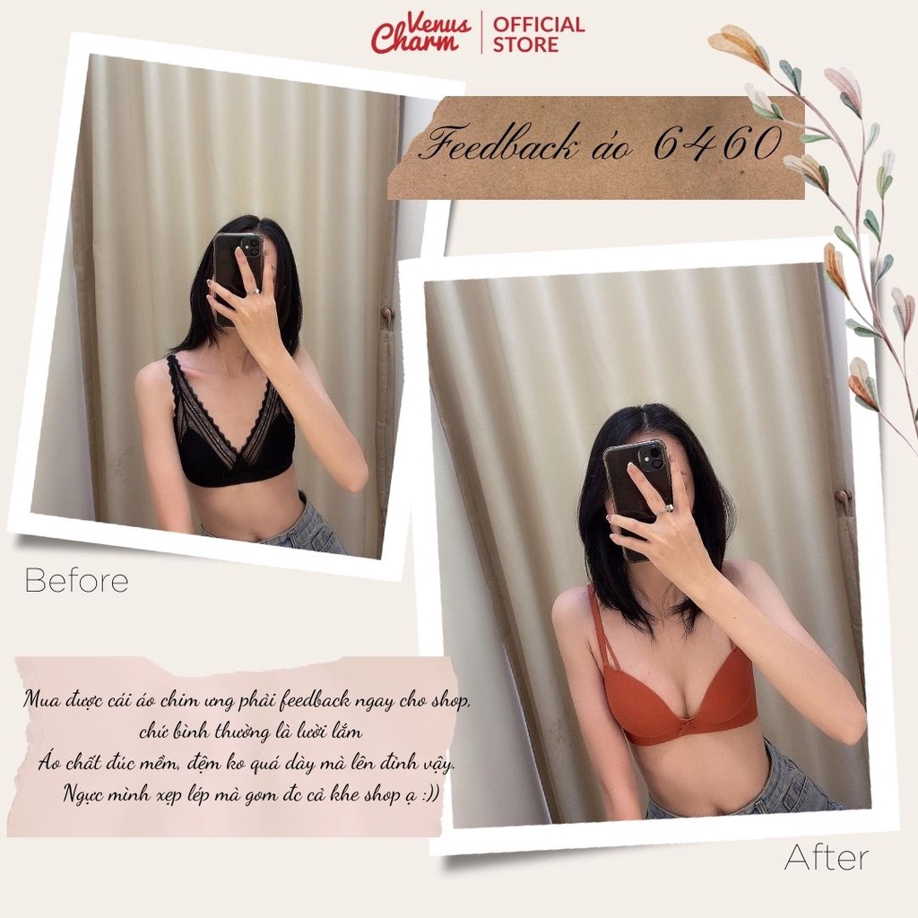 Áo lót nâng ngực su đúc không gọng tạo khe Venus Charm 6460