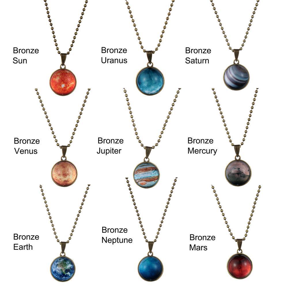 Vòng cổ Dài Hai Mặt Hình Hệ Mặt Trời Màu Galaxy