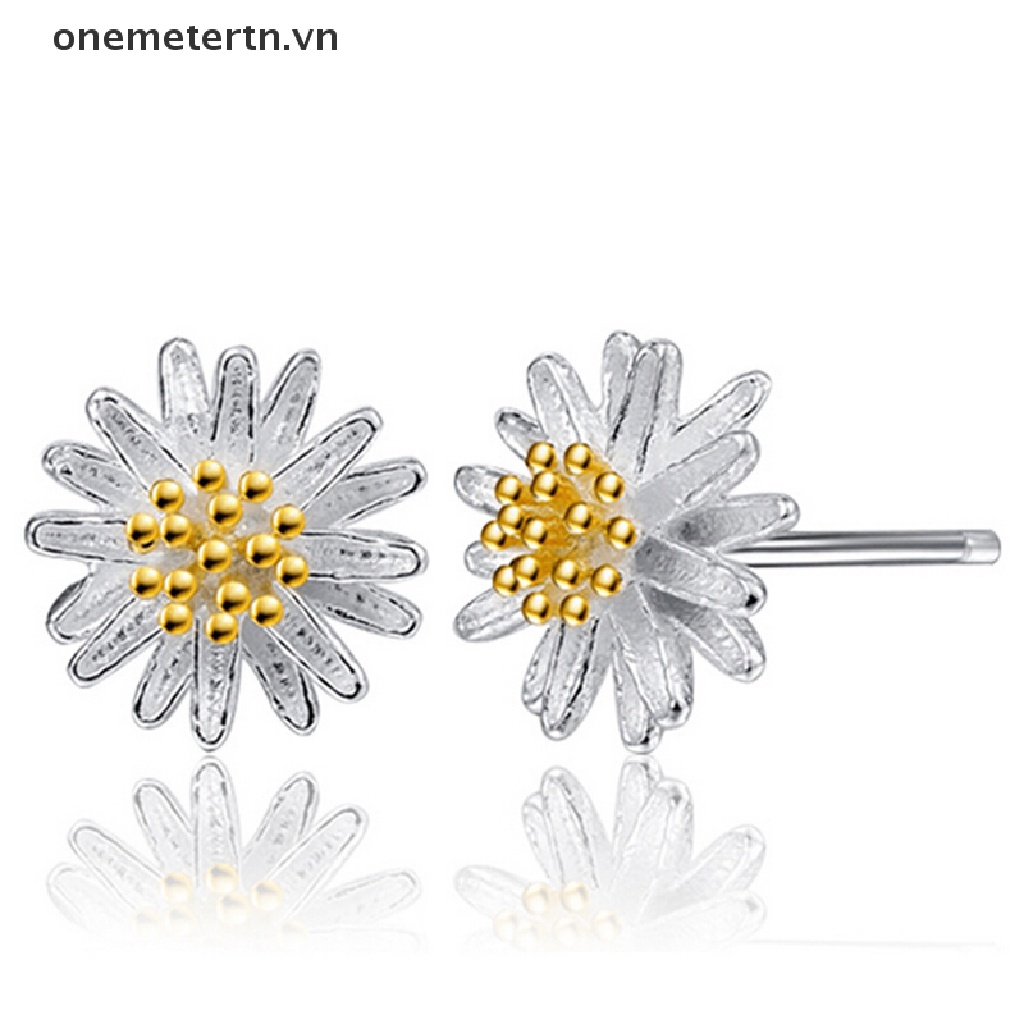 onemetertn  Fashion Jewelry 925 Sterling Silver Chrysanthemum Daisy Shape Ear Stud Earrings  VN