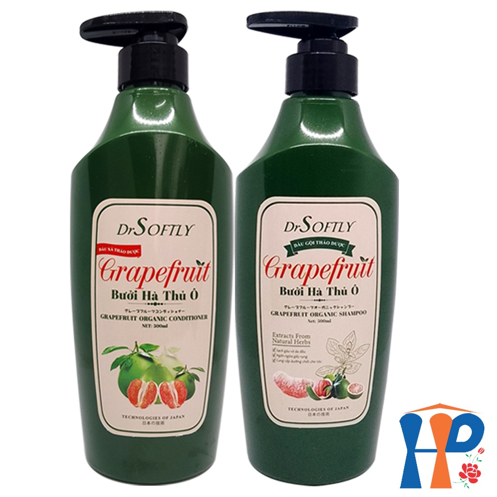 Cặp gội xả thảo dược Bưởi Hà Thủ Ô DrSoftly Grapefruit Organic Shampoo & Conditioner Hani Peni