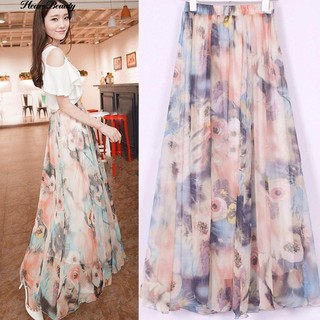 Chân Váy Voan Dài In Họa Tiết Phong Cách Bohemian Thanh Lịch Dành Cho Nữ