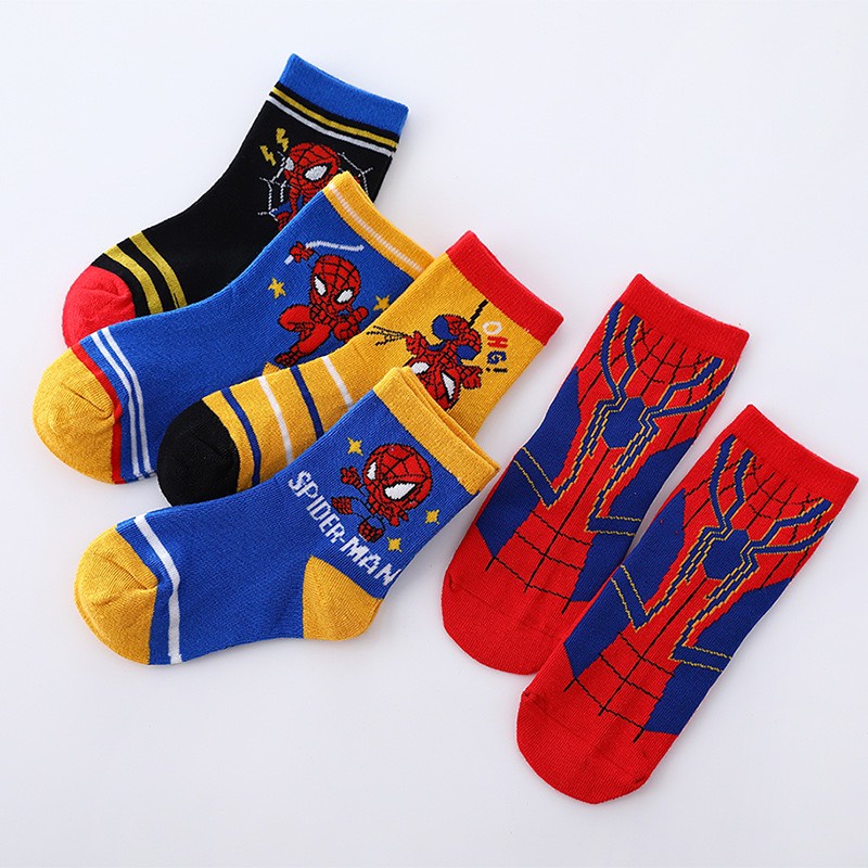 Set 5 đôi siêu nhân nhện Spiderman cổ cao màu đỏ chất đẹp cho bé trai