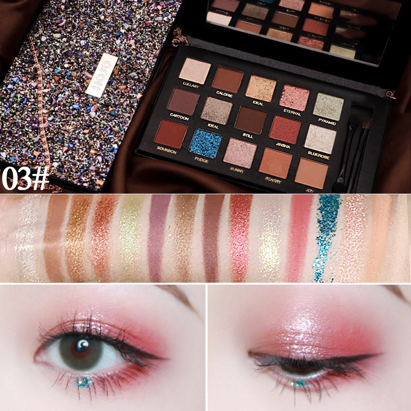 [Hàng mới về] Bảng phấn mắt trang điểm lâu trôi chống nhòe 15 màu HOJO | BigBuy360 - bigbuy360.vn