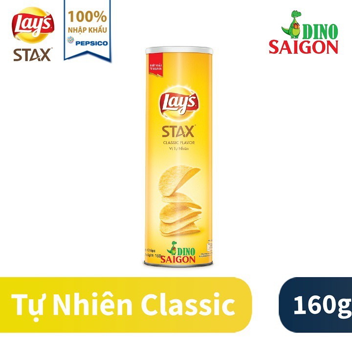 Bánh Snack Khoai Tây Lay's Stax Malaysia Hộp 160g vị Tự nhiên