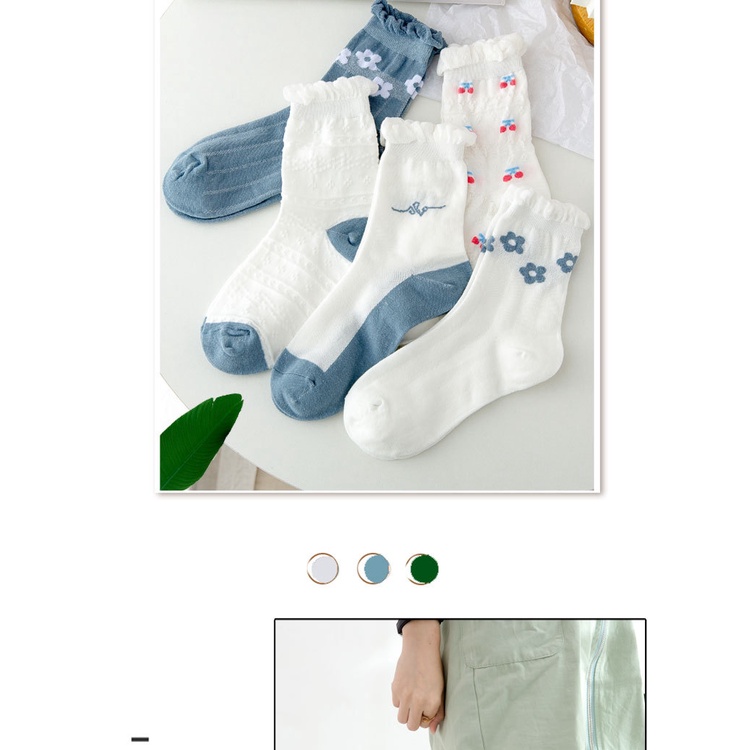 Tất cổ cao nữ Cổ bồng Vớ nữ cổ bèo Lolita Dễ thương Chất liệu Cotton mềm mịn