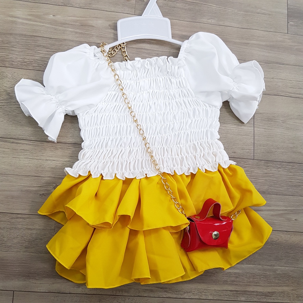 Set quần áo bé gái nhúng chíp 2 tầng chất liệu lụa,Hợp Thời trang,Thôi Nôi, Sinh Nhật 8-23kg Angel Baby Shop
