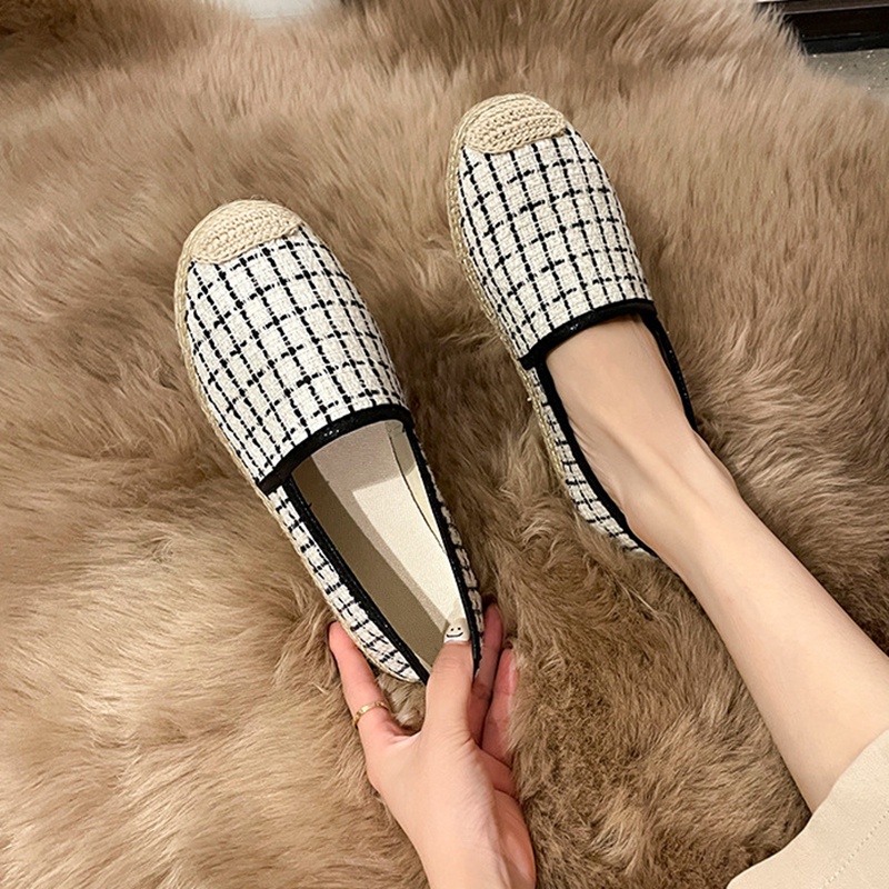 Giày đế mềm IELGY in họa tiết kẻ sọc kiểu Hàn Quốc cho nữ