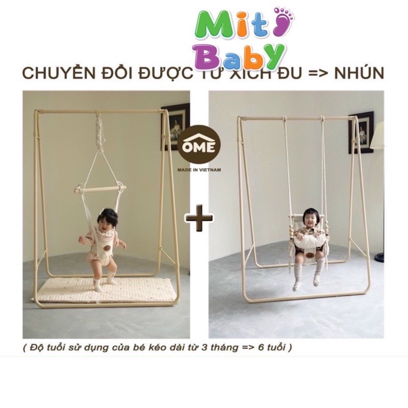 Xích đu đa năng kiêm nhún Ôme an toàn cho bé ( 3tháng- 6 tuổi)