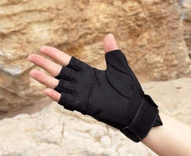 Găng tay xe máy chống nắng đi phượt hở ngón Black-EAGLE