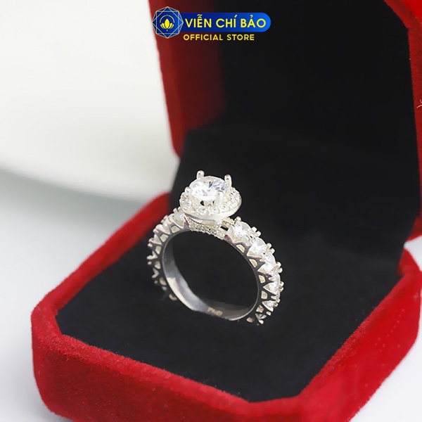 Nhẫn bạc nữ thời trang đính đá trắng bạc S925 thời trang phụ kiện trang sức nữ trẻ trung Viễn Chí Bảo N400130x