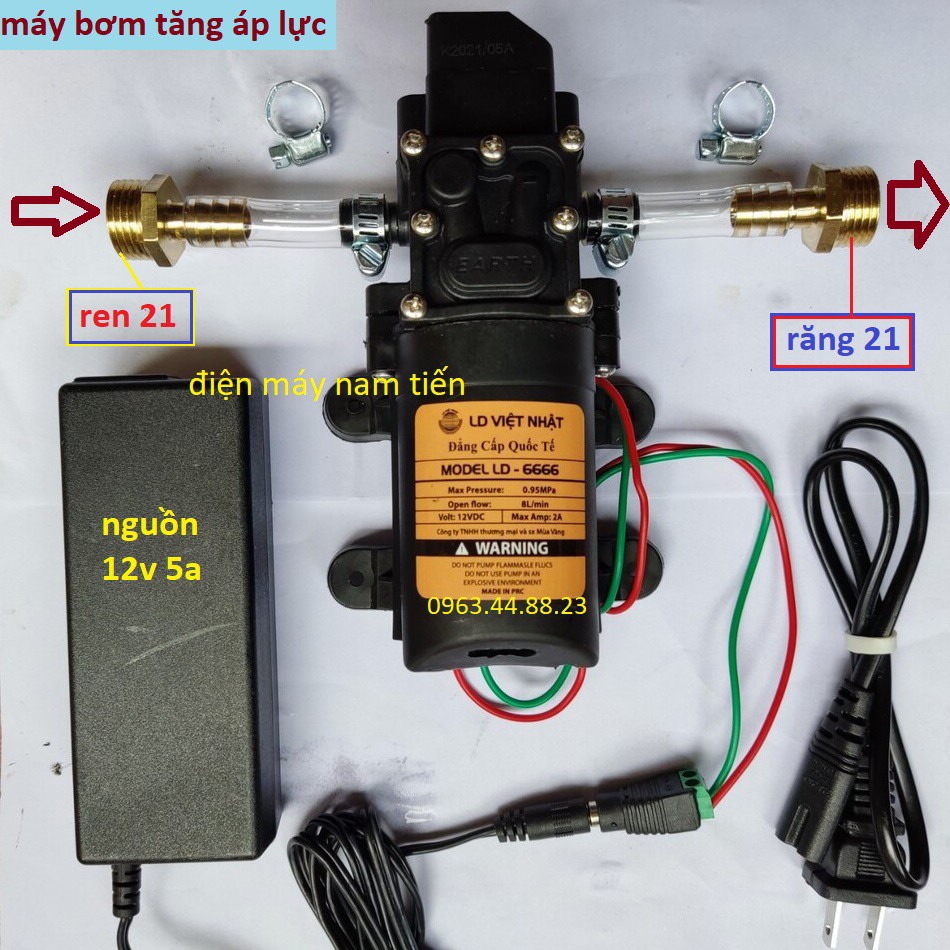 máy bơm nước mini 12v áp lực cao - Máy bơm tăng áp cho máy giặt, nóng lạnh, tưới cây có rờ le tự ngắt 100% ĐỒNG