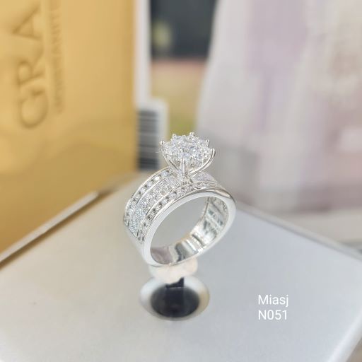 Nhẫn nữ bạc Ý S925 MiASJ N051 nạm đá cao cấp, sang trọng, lung linh