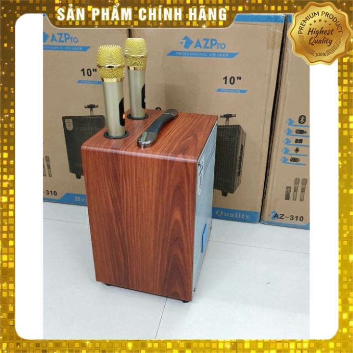 Loa Kéo AZPRO 310 Bass 25 - Loa kẹo kéo Hát Karaoke Cao Cấp Vỏ Gỗ Tặng Kèm 2 Mic Không Dây