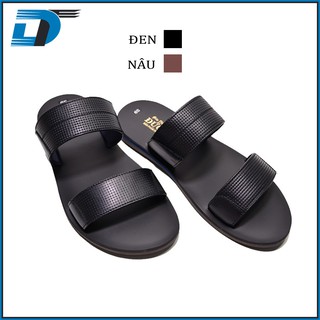 Dép da nam quai ngang màu đen, dép lê sandal nam da bò cao cấp DT6