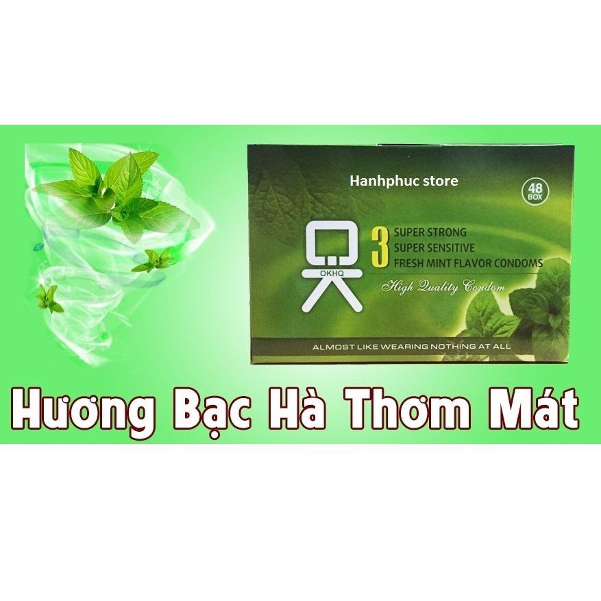 Bao Cao Su Gia Đình OK Bạc Hà Mát Lạnh - Cho Cảm giác thăng hoa hộp 144 cái [ Gia Đình]