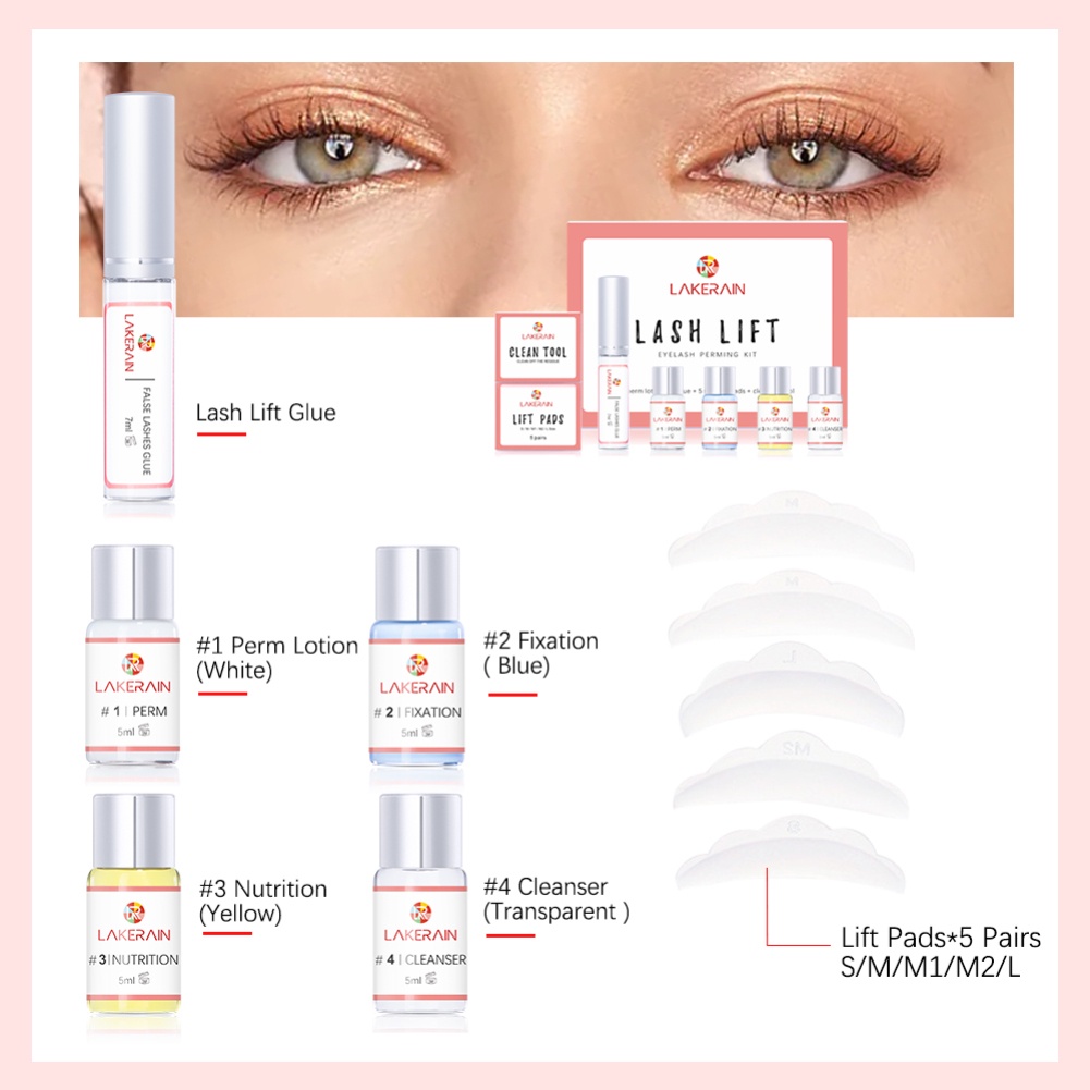 Lakerain Bộ Nâng Mi Nâng Mi Bán Vĩnh Viễn Kem Dưỡng Uốn Cố Định Keo Làm Xoăn Lasher Beauty Salon Sử Dụng Tại Nhà Pro Kit JULYSTAR