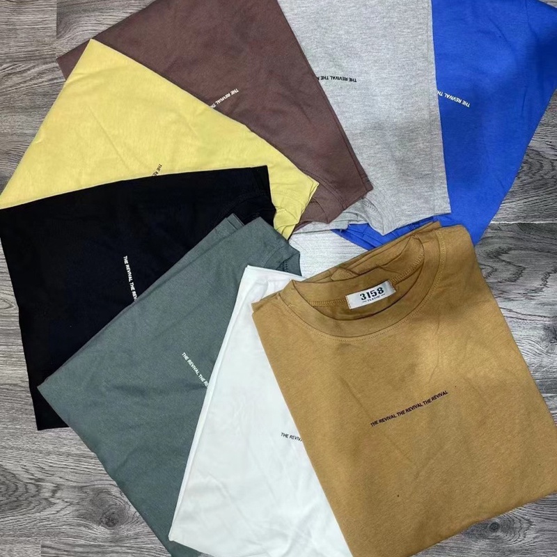 Áo phông unisex 3158 in chữ form rộng tay lỡ thun cotton nam nữ hàng Quảng Châu ANDOSA AT22