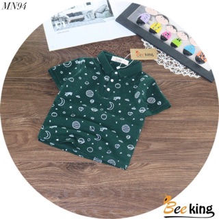 Áo thun cổ trụ bé trai cỡ đại 25~45kg