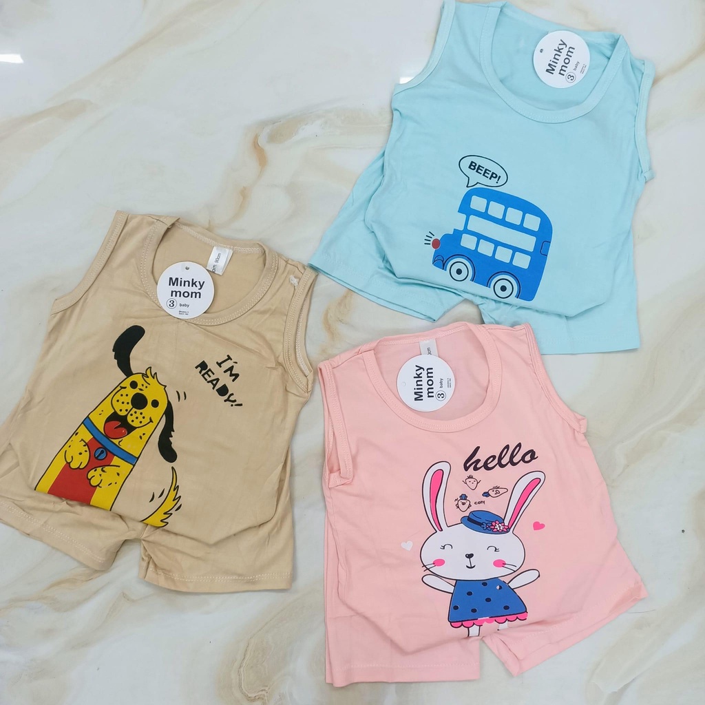 Bộ thun lạnh balo in hình thú ngộ nghĩnh cho bé từ 6-17kg