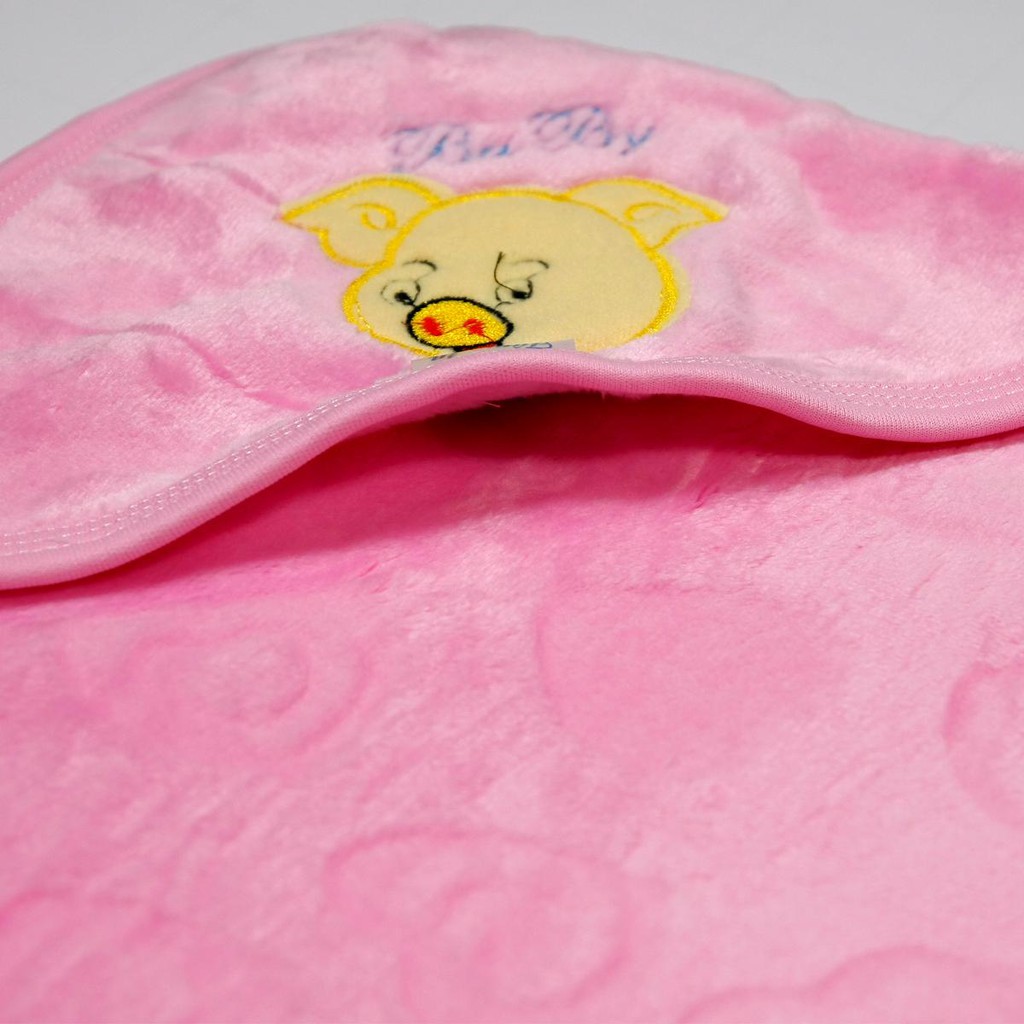 Chăn ủ nhung tuyết HÀNG ĐẸP có mũ cực mềm, mịn, an toàn và giữ ấm cho bé sơ sinh