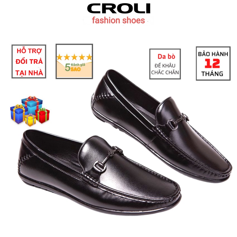 Giày lười nam da bò.Giày mọi nam CROLI 3616 da bò 100%,giá tại xưởng