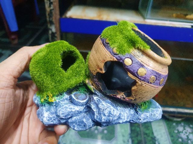 CẢNH LU PHỦ RÊU TRANG TRÍ HỒ CÁ NON BỘ 13X7X10CM