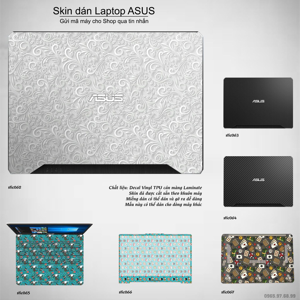 Skin dán Laptop Asus in hình Hoa văn sticker nhiều mẫu 11 (inbox mã máy cho Shop)