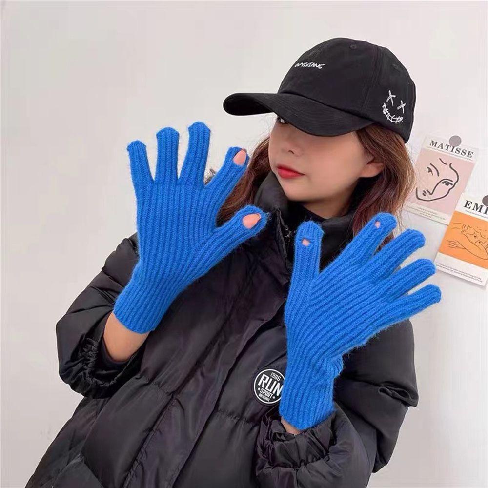 Layor1 Găng Tay Len Dệt Kim Màu Xám Trơn Mềm Mại Có Thể Sử Dụng Màn Hình Cảm Ứng Cho Nữ