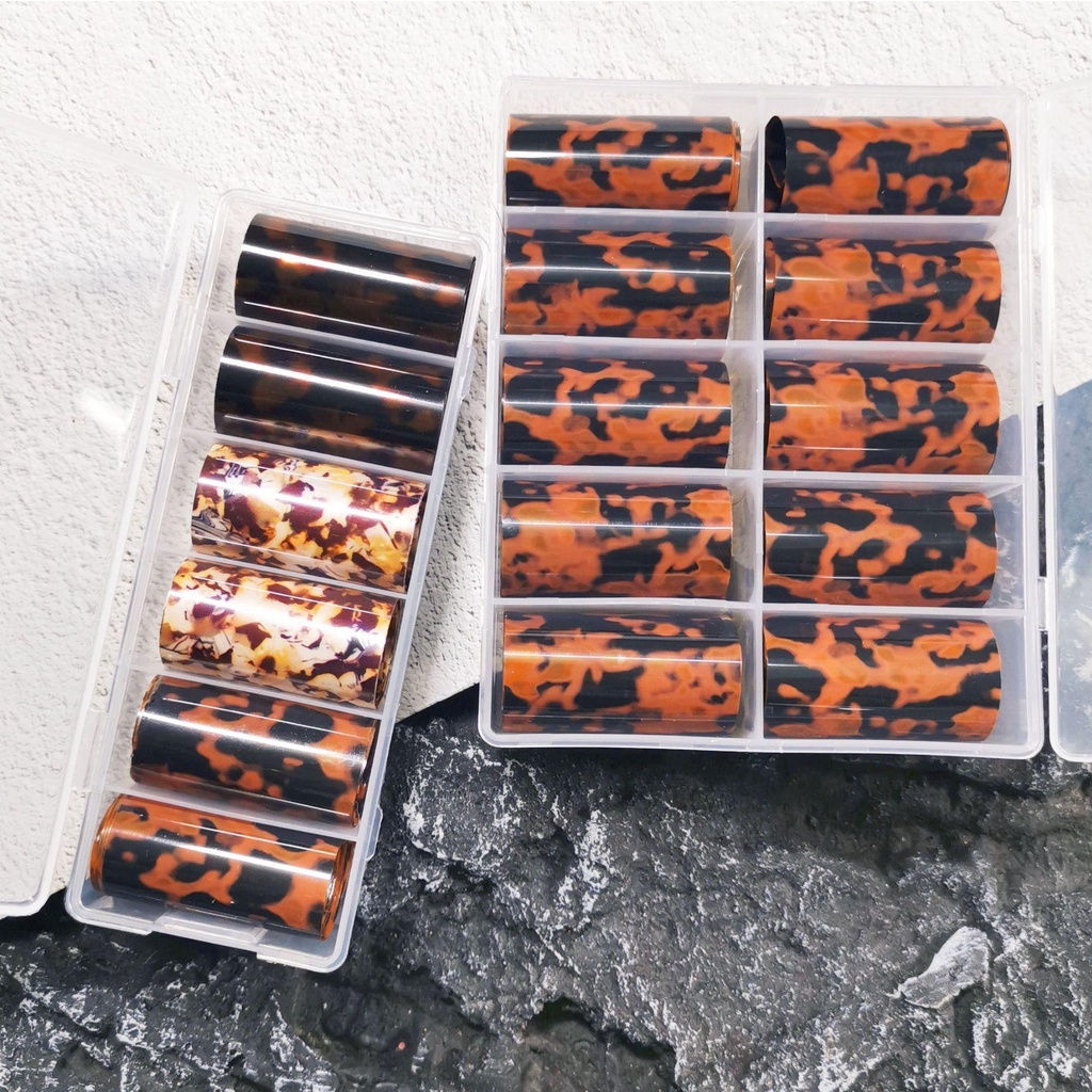 Sticker Dán Móng Tay Nghệ Thuật Họa Tiết Bầu Trời Sao Màu Hổ Phách