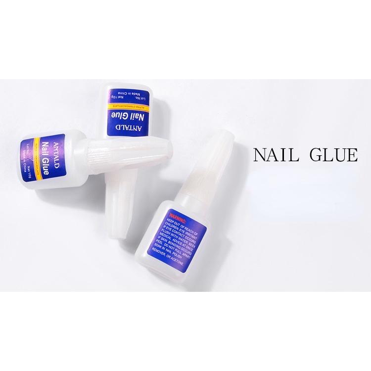Keo dán móng tay giả ANTALD GJ0246 tích hợp cọ màu xanh dương 10g