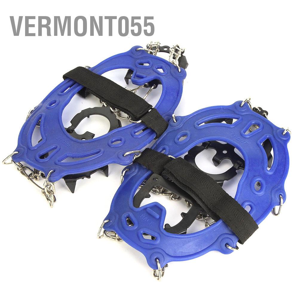 Vermont055 1 Pair Universal 14 Teeth Anti Slip Ice Cleat Shoe Grips Spikes Cleats Crampons for Hiking Climbing