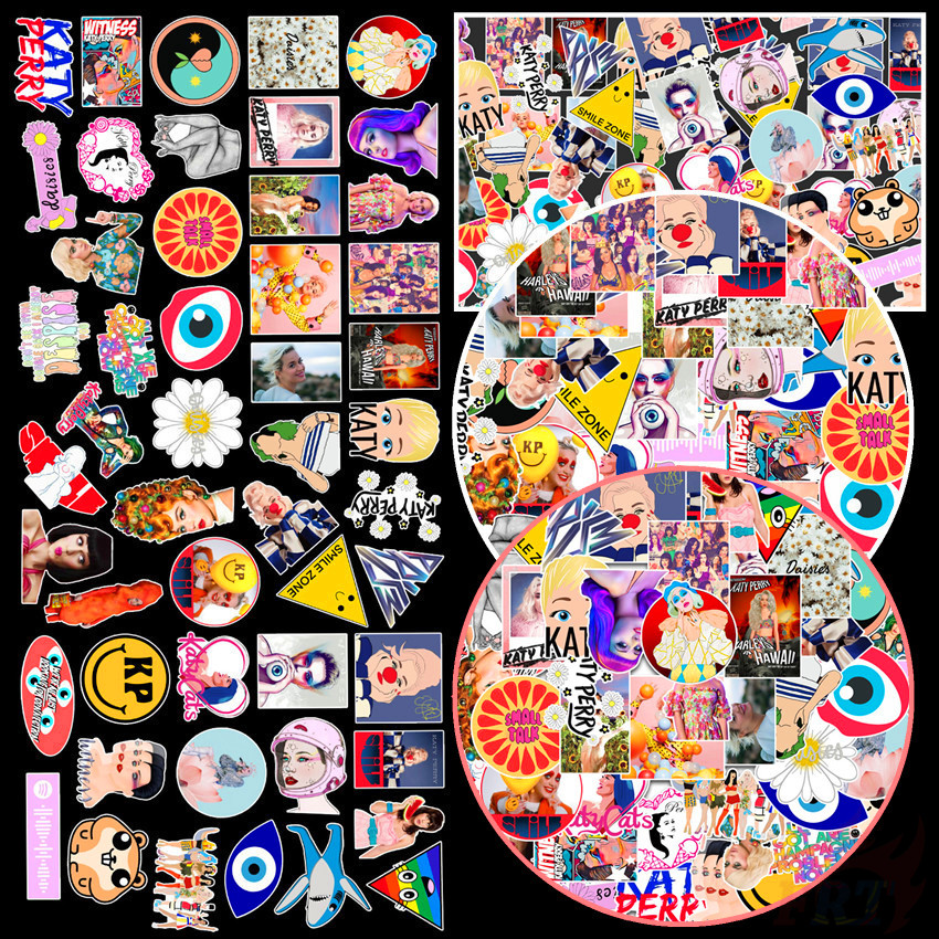 Set 50 miếng dán họa tiết ca sĩ Katy Perry phong cách I Kissed a Girl POP Singer không thấm nước
