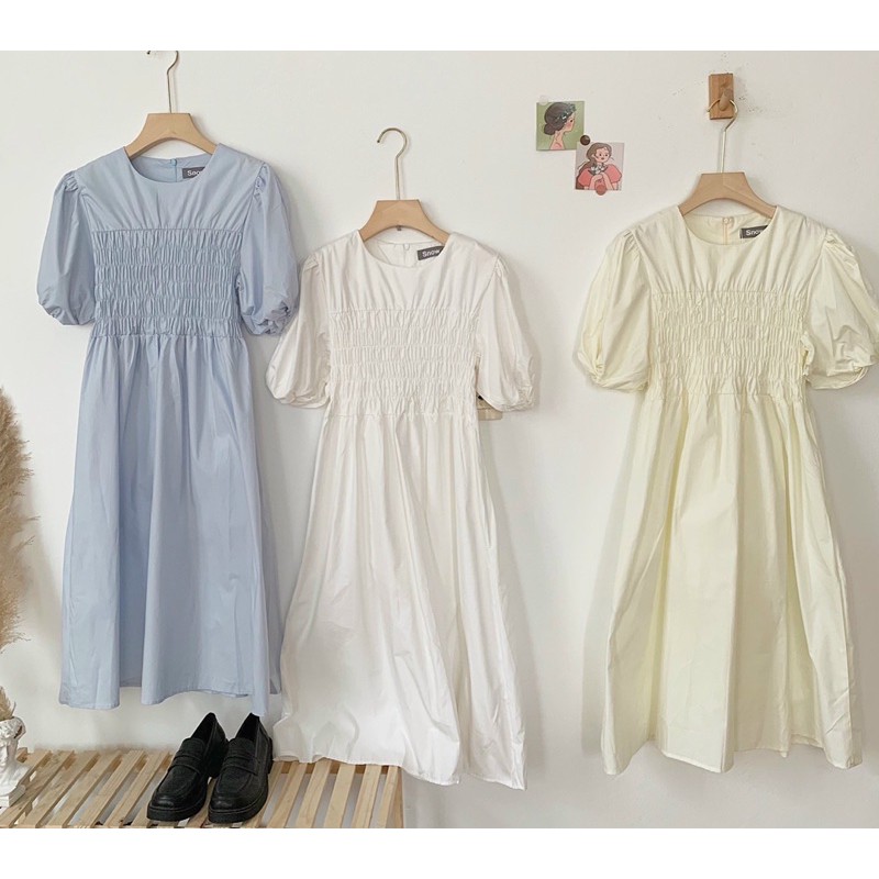 Váy Hàn dài chun ngực | BigBuy360 - bigbuy360.vn