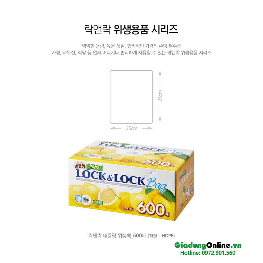 600 Túi đựng thực phẩm Lock&Lock LWP801 nhập khẩu Hàn Quốc (mẫu mới)