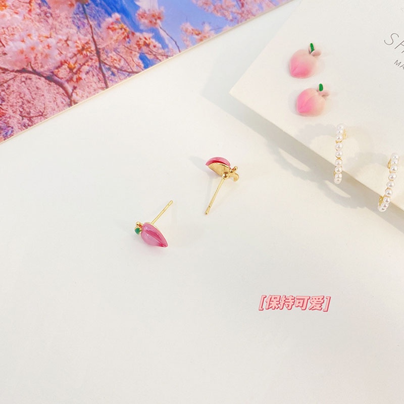 Bông Tai Mạ Bạc 925 Hình Hoa Đào Đính Ngọc Trai Thời Trang Cho Nữ