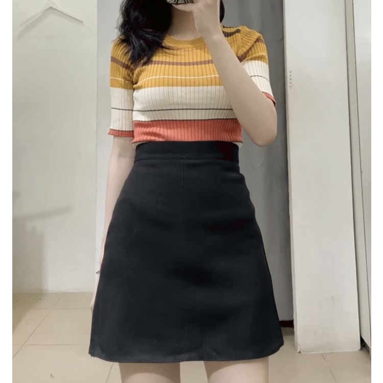 Áo kẻ vàng pha màu