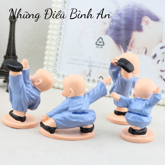 Tượng chú tiểu luyện võ áo xanh KÈM ĐẾ và KEO mang lại an nhiên trong cuộc sống 💕FREESHIP 50k💕 - Những Điều Bình An