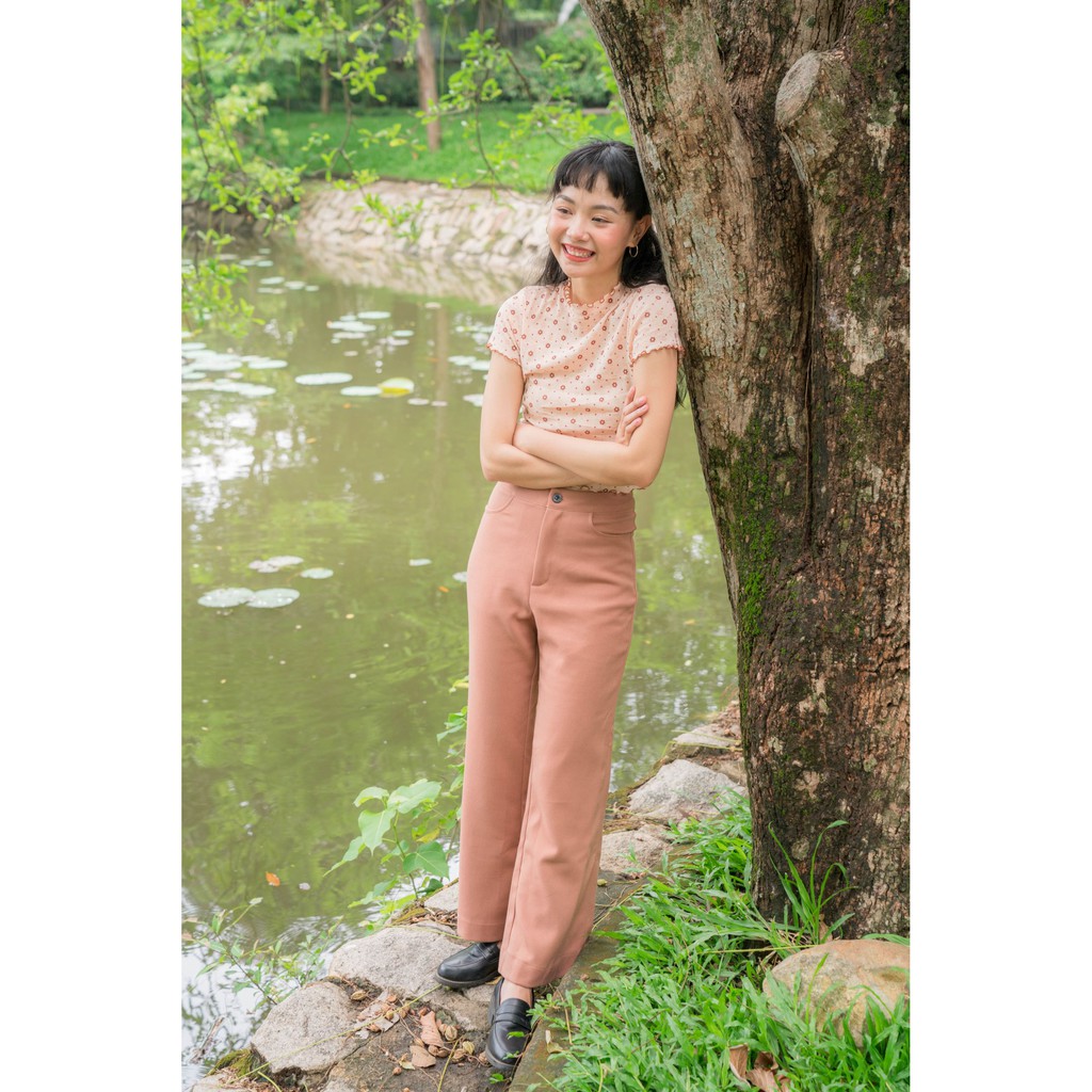 Anniegals - Quần ống suông lưng cao màu nâu - Brown Avenue Pants
